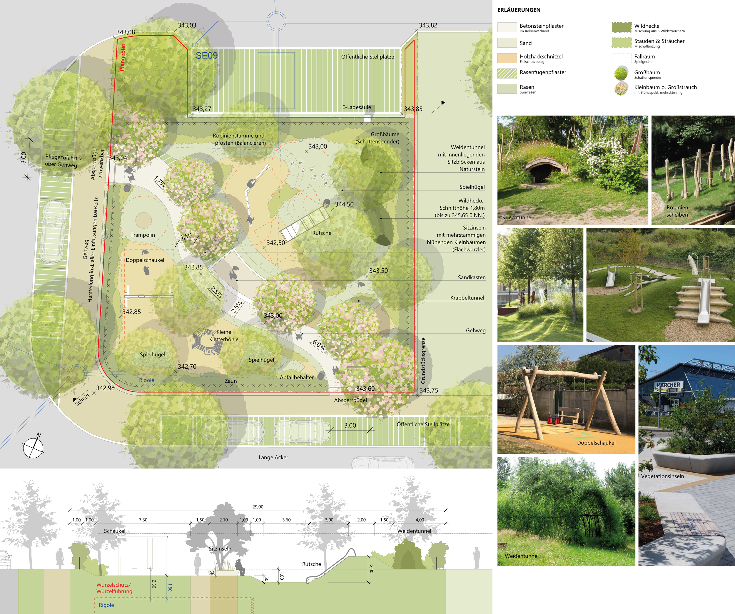 schreiberplan Stuttgart:  Gemeinde Denkendorf  - Entwurf Kinderspielplatz im Neubaugebiet Wasserreute